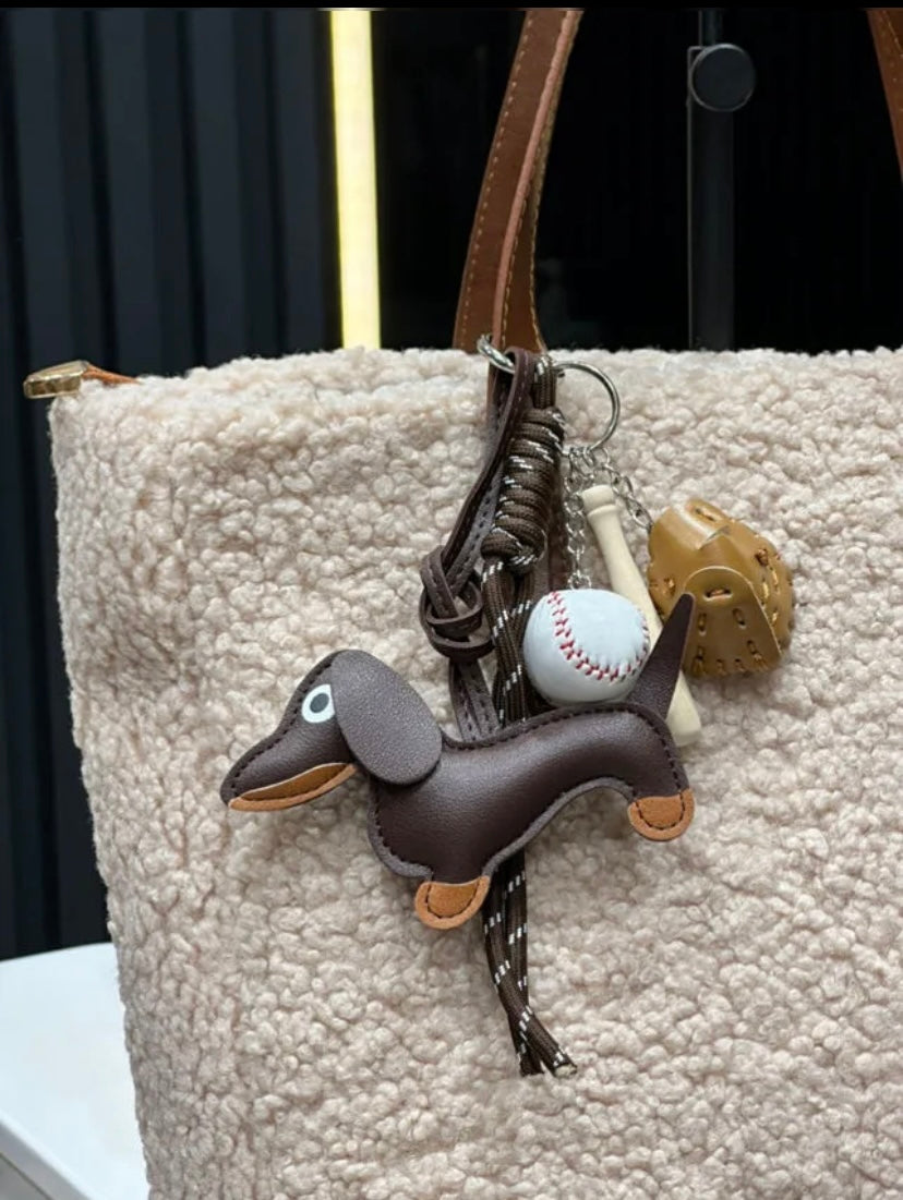 Dachshund Beyzbol Seti Anahtarlık Aksesuar Charm